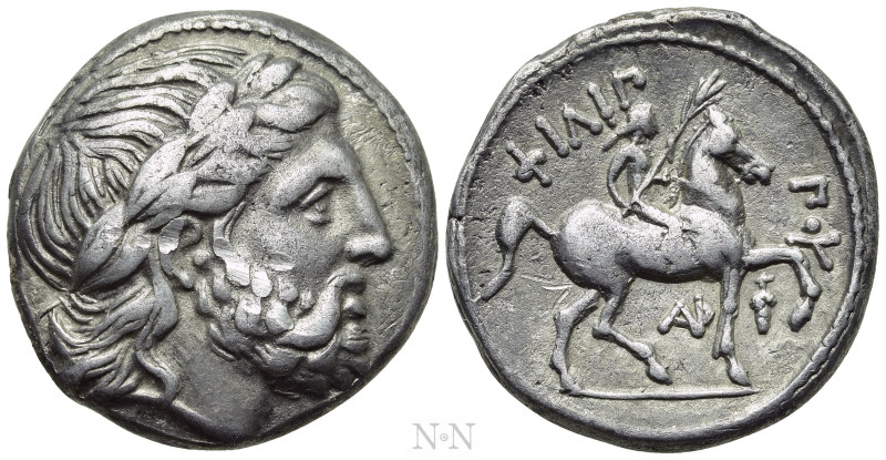 KINGS OF MACEDON. Philip II (359-336 BC). Tetradrachm. Amphipolis. 

Obv: Laur...