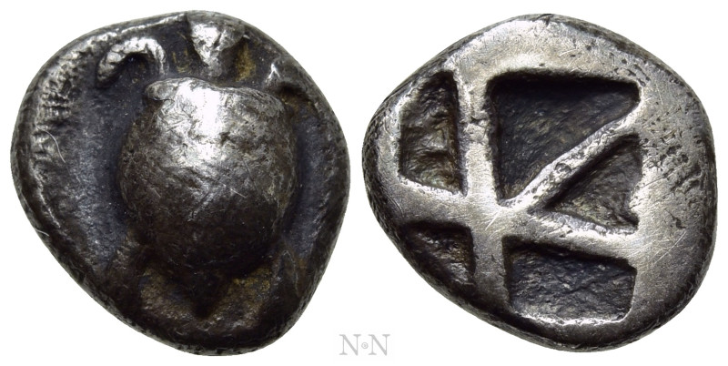 ATTICA. Aegina. Obol (Circa 480-457 BC). 

Obv: Sea turtle.
Rev: Square incus...