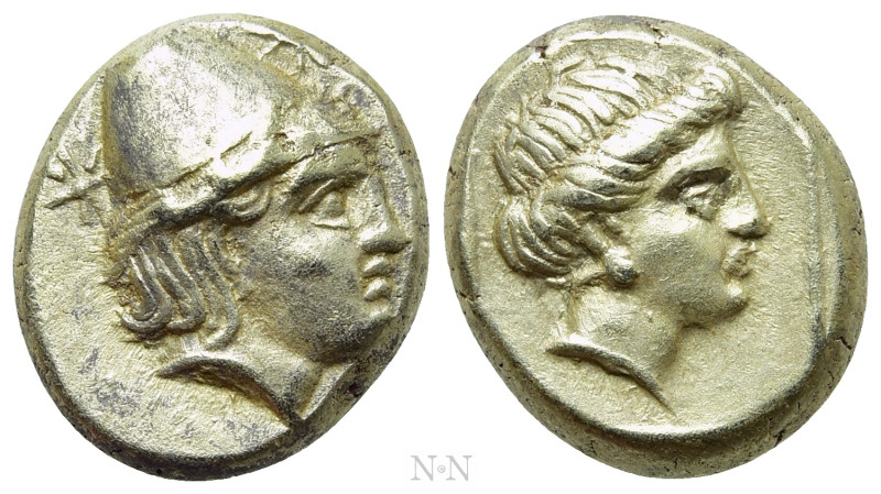 LESBOS. Mytilene. EL Hekte (Circa 377-326 BC). 

Obv: Head of Kabeiros right, ...