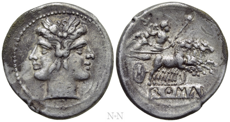 ANONYMOUS. Didrachm or Quadrigatus (Circa 225-214 BC). Rome. 

Obv: Laureate h...