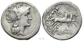 C. CLAUDIUS PULCHER. Denarius (110-109 BC). Rome