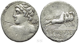 C. LICINIUS L.F. MACER. Denarius (84 BC). Rome