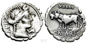 C. MARIUS C. F. CAPITO. Serrate Denarius (81 BC). Rome