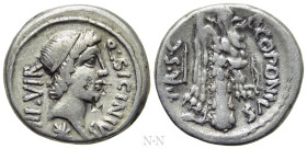Q. SICINIUS & C. COPONIUS (49 BC). Denarius. Military mint in the East, moving with Pompey; C. Coponius, praetor