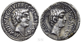 MARK ANTONY & OCTAVIAN. Denarius (41 BC). M. Barbatius Pollio, quaestor pro praetore. Ephesus