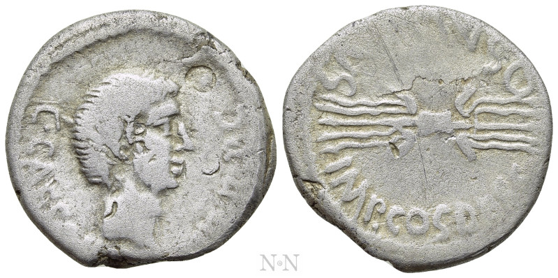 OCTAVIAN. Denarius (40 BC). Military mint traveling with Octavian in Italy; Q. S...