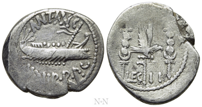 MARK ANTONY. Denarius (32-31 BC). Patrae(?). Legionary issue. 

Obv: ANT AVG /...