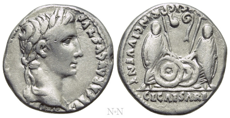 AUGUSTUS (27 BC-14 AD). Denarius. Lugdunum. 

Obv: CAESAR AVGVSTVS DIVI F PATE...