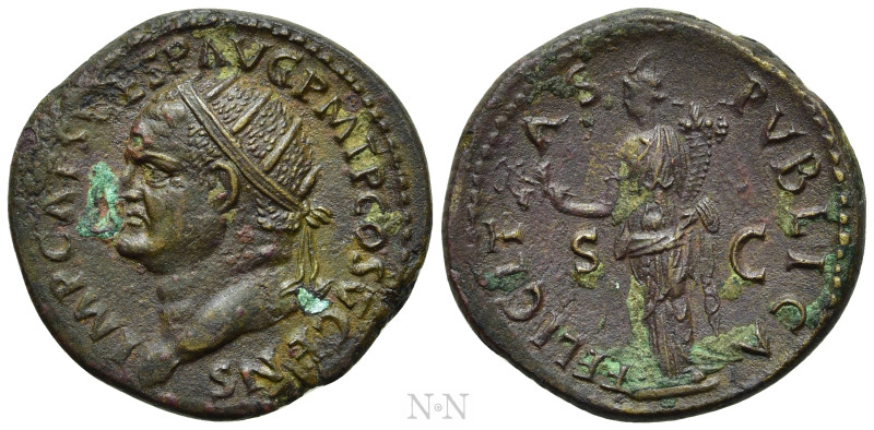 VESPASIAN (69-79). Dupondius. Rome. 

Obv: IMP CAES VESP AVG P M T P COS V CEN...