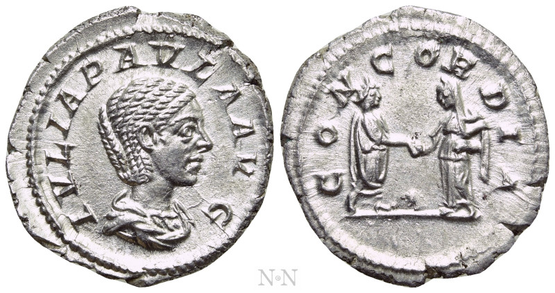 JULIA PAULA (Augusta, 219-220). Denarius. Rome. 

Obv: IVLIA PAVLA AVG. 
Drap...