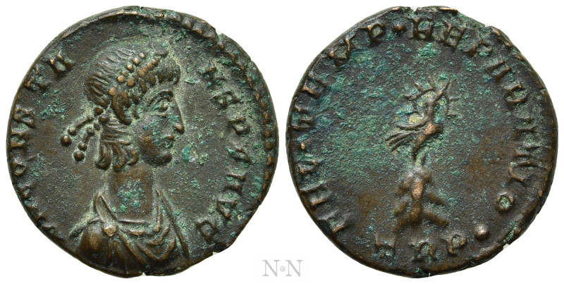 CONSTANS (337-350). Ae. Treveri. 

Obv: D N CONSTANS P F AVG. 
Diademed, drap...