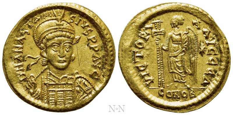 ANASTASIUS I (491-518). GOLD Solidus. Constantinople. 

Obv: D N ANASTASIVS P ...