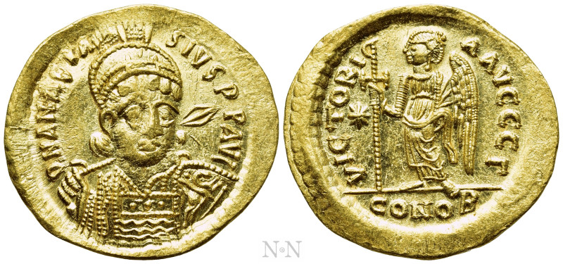 ANASTASIUS I (491-518). GOLD Solidus. Constantinople. 

Obv: D N ANASTASIVS P ...