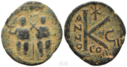 JUSTIN II, with SOPHIA (565-578). Half Follis. Moneta Militaris Imitativa. Dated RY 8 (572/3)