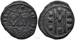 MICHAEL II THE AMORIAN, with THEOPHILUS (820-829). Follis. Constantinople