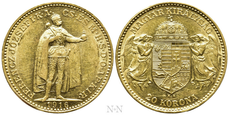 HUNGARY. Franz Joseph I (1848-1916). GOLD 20 Corona (1916-KB). Kremnitz. 

Obv...