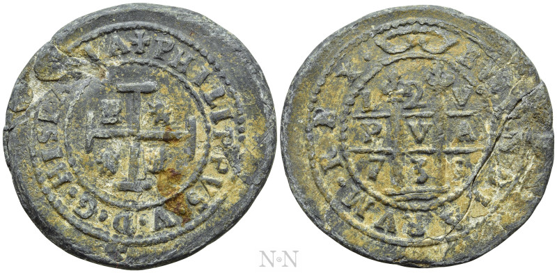 PERU. Felipe V (1700-1746). PB Probe or imitation of a 2 Escudos 1739.

Obv: +...