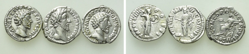 3 Denarii of Marcus Aurelius and Commodus. 

Obv: .
Rev: .

. 

Condition...