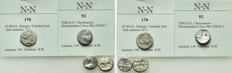 4 Greek Coins; Chersonessos, Apollonia Pontica etc. 

Obv: .
Rev: .

. 

...