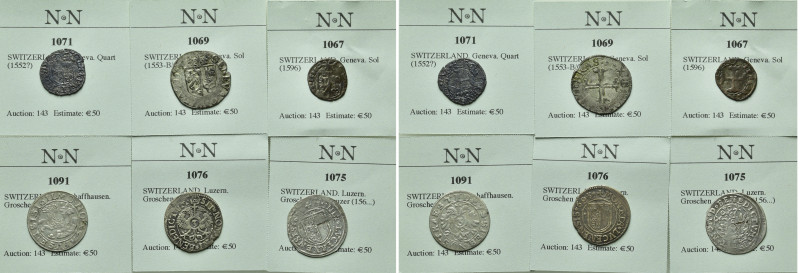 6 Coins of Switzerland / Luzern, Geneva etc. 

Obv: .
Rev: .

. 

Conditi...