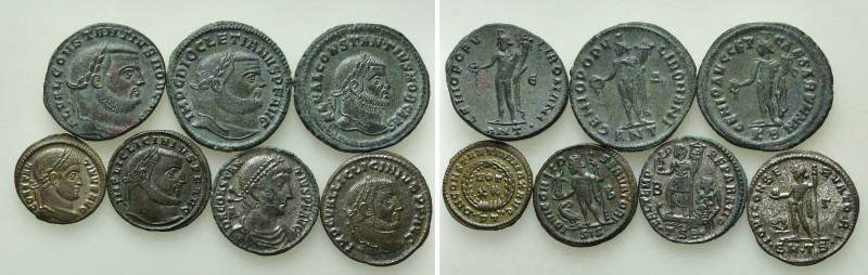 7 Late Roman Coins. 

Obv: .
Rev: .

. 

Condition: See picture.

Weigh...