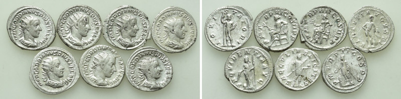 7 Antoniniani of Gordianus III. 

Obv: .
Rev: .

. 

Condition: See pictu...