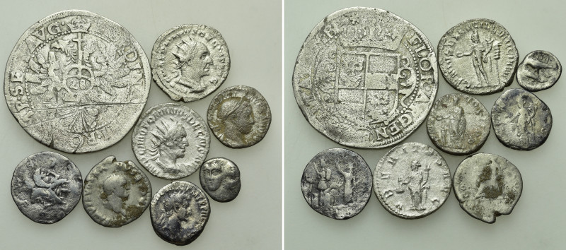 8 Silver Coins; Greek to Modern. 

Obv: .
Rev: .

. 

Condition: See pict...