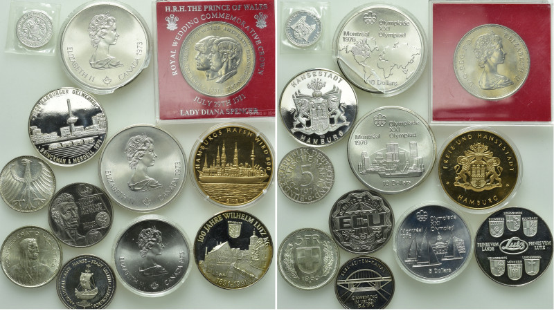 12 Modern Coins and Medals; Silver (Circa 200 gr.) and Other. 

Obv: .
Rev: ....