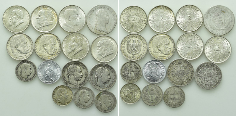 15 Coins of Austria and Germany; Franz Joseph I, Hindenburg, Saxony etc. 

Obv...