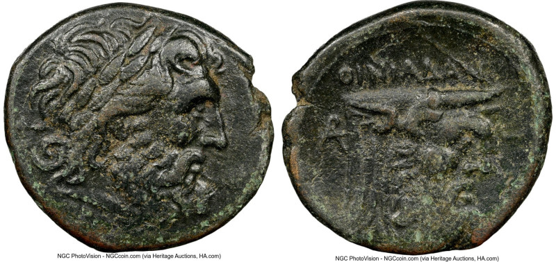 ACARNANIA. Oeniadae. Ca. 219-211 BC. AE (23mm, 1h). NGC Choice VF. Laureate head...