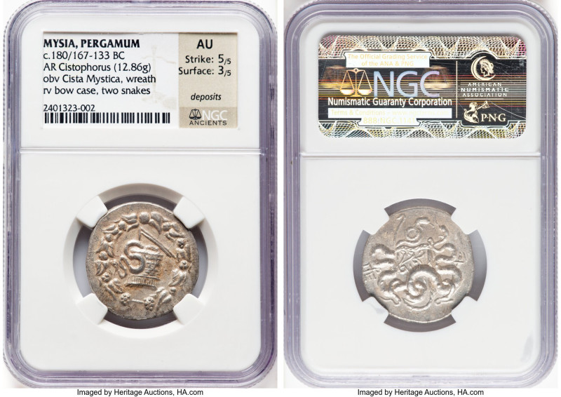 MYSIA. Pergamum. Ca. 180/167-133 BC. AR cistophorus (25mm, 12.86 gm, 12h). NGC A...