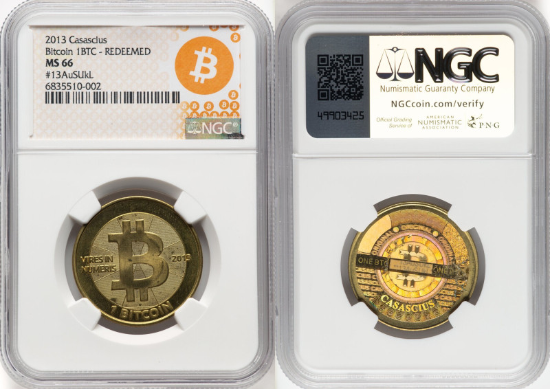 Casascius brass Unloaded (Redeemed) 1 Bitcoin (BTC) 2013 MS66 NGC, Ahonen-pg 94....