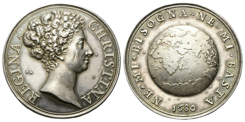 Roma Cristina di Svezia (regina), 1626-1689. Medaglia 1680 opus G. Hamerani. Ag ...