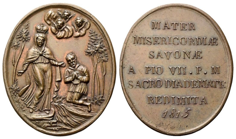 roma Pio VII (Barnaba Chiaramonti), 1800-1823. Medaglia ovale 1815 a. XVI. Æ gr....