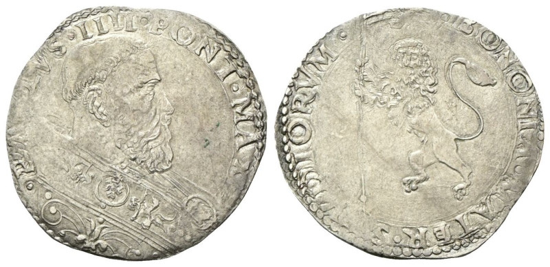 BOLOGNA Paolo IV (Gian Pietro Carafa), 1555-1559. Bianco. Ag gr. 4,78 Dr. •PAVLV...