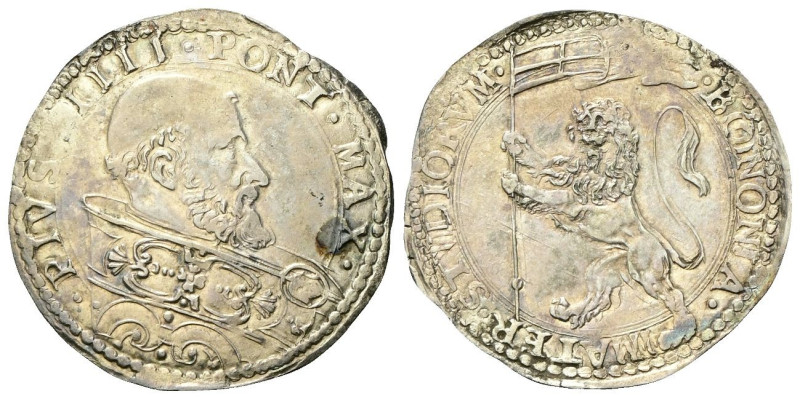 BOLOGNA Pio IV (Giovanni Angelo Medici), 1559-1565. Bianco. Ag gr. 4,81 Dr. •PIV...