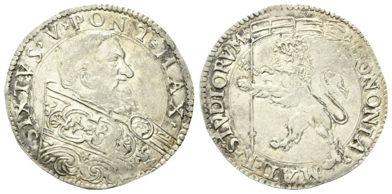 BOLOGNA Sisto V (Felice Peretti), 1585-1590. Bianco. Ag gr. 4,53 Dr. SIXTVS ▴V ▴...