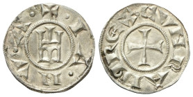 GENOVA Repubblica, 1139-1339. Grosso da 6 Denari. Mi gr. 1,70 Dr. + •I•A•N•V•A•. Castello. Rv. +: CVNRADI RE. Croce patente. CNI 101/103; Lunardi 4; M...