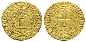 GENOVA Simon Boccanegra, Doge I, 1339-1344. Genovino. Au gr. 3,49 Dr. DVX IANVE QVA DEVS PTEGAT E. Castello in cornice d'archi. Rv. CONRADVS:REX:ROMAN...