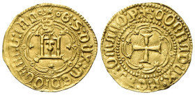 GENOVA Galeazzo Maria Sforza, Signoria Sforzesca, 1466-1476. Genovino. Au gr. 3,47 Dr.°G:S:DVX:MEDIOLANI:D:IAN°. Castello in cornice d’archi sormontat...