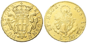 GENOVA Dogi Biennali, 1528-1797. III Fase, 1637-1797. 96 Lire 1792 stemma vecchio. Au gr. 25,08 Dr. DUX• ET• GUB• - REIP•GENU•. Stemma coronato tra du...