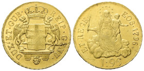 GENOVA Dogi Biennali, 1528-1797. III Fase, 1637-1797. 96 Lire 1796. Au gr. 25,12 Dr. DUX• ET• GUB• - REIP•GENU•. Stemma coronato tra due grifi. Rv. ET...