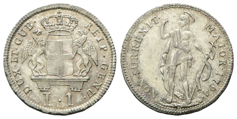 GENOVA Dogi Biennali, 1528-1797. III Fase, 1637-1797. Lira 1794. Ag gr. 4,22 Dr....