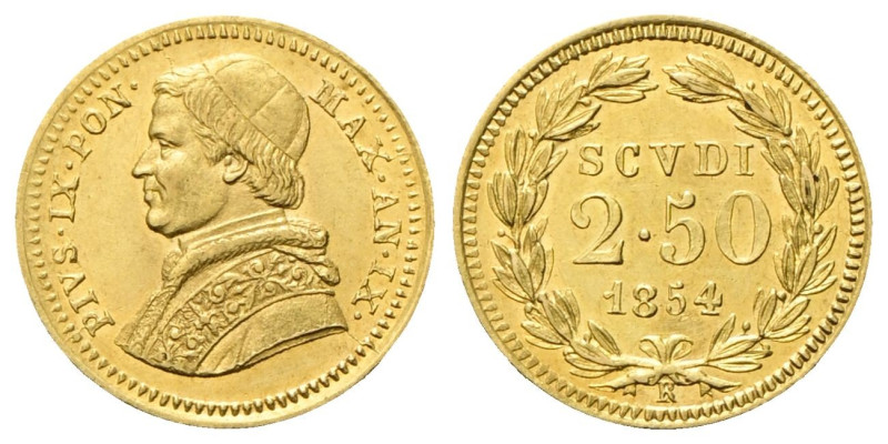 ROMA Pio IX (Giovanni Maria Mastai Ferretti), 1846-1878. 2,50 Scudi 1854 a. IX. ...