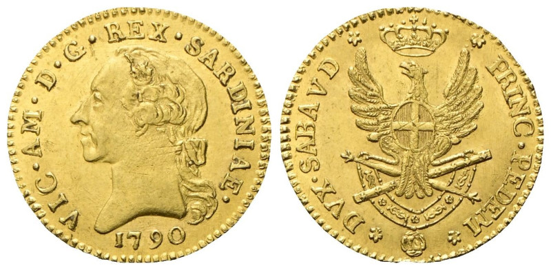 REGNO DI SARDEGNA Vittorio Amedeo III, 1773-1796. Doppia nuova 1790. Au gr. 9,10...