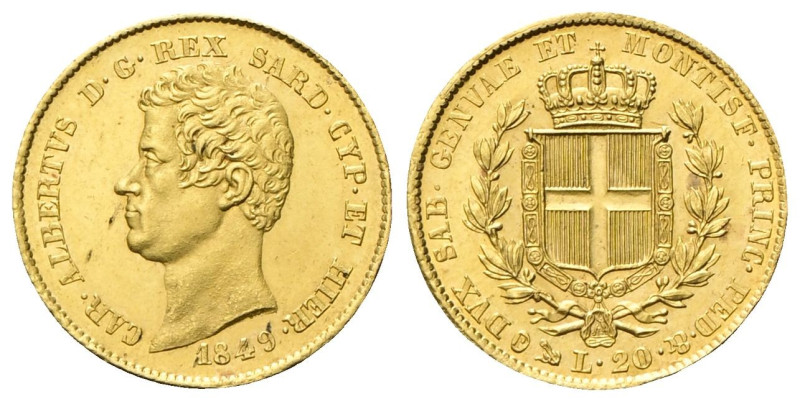 REGNO DI SARDEGNA Carlo Alberto, 1831-1849. 20 Lire 1849 Genova. Au Dr. Testa de...