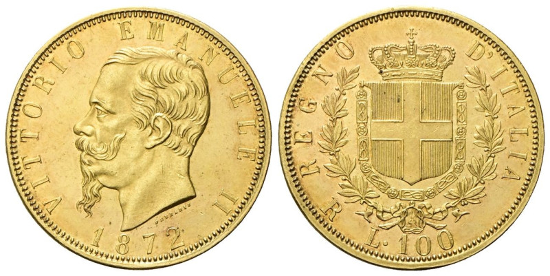 REGNO D’ITALIA Vittorio Emanuele II, 1861-1878. 100 Lire 1872 Roma. Au Dr. Testa...