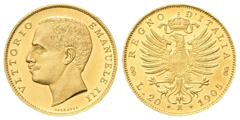 REGNO D’ITALIA Vittorio Emanuele III, 1900-1943. 20 Lire 1905 Roma, Aquila Sabau...