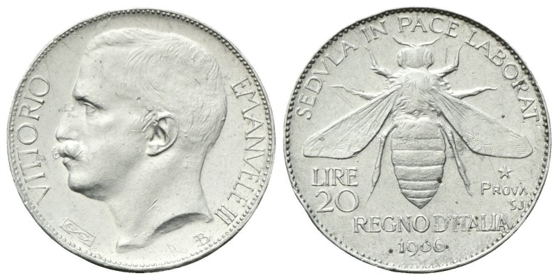 REGNO D’ITALIA Vittorio Emanuele III, 1900-1943. 20 Lire 1906 Ape, PROVA, stab. ...