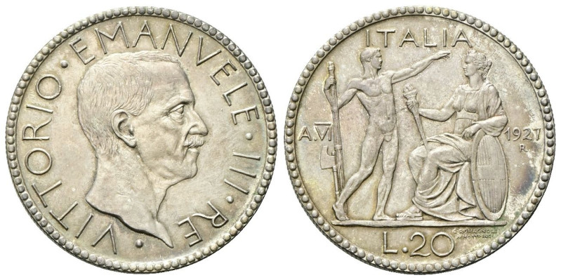 REGNO D’ITALIA Vittorio Emanuele III, 1900-1943. 20 Lire 1927 a. VI Roma, Littor...